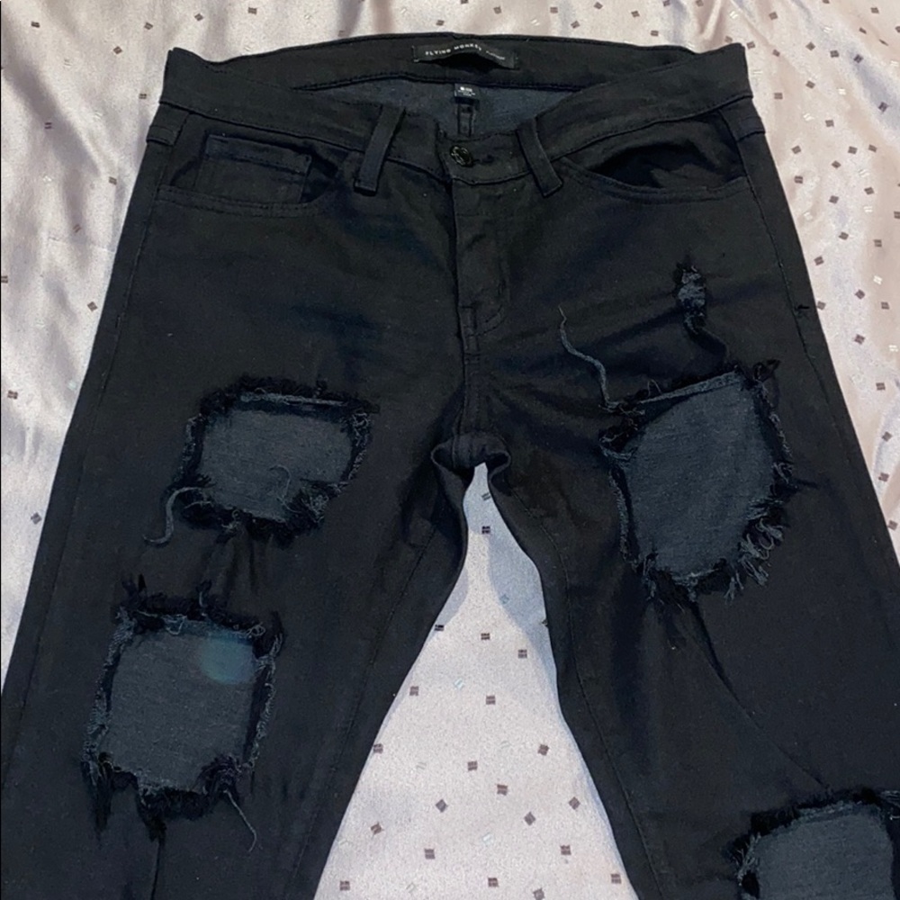 50% today only!! Flying Monkey Jeans L8387 Holes Crop Skinny